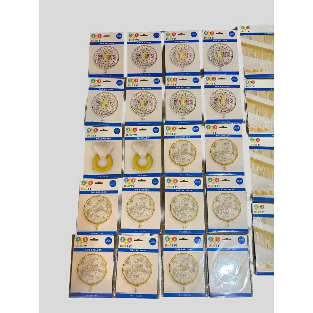 27 Pc Graduation Anniversary Party Supplies Bundle Gold Fringe Balloon Decor